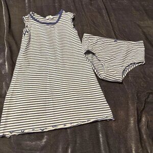 Vintage Y2K Baby Gap Striped Knit Sleeveless Dress & Matching Bloomers 3T